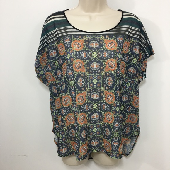 Clover Canyon Blouse short Sleeve Semi Sheer Sz M - Picture 1 of 8
